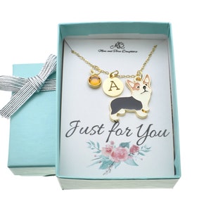 Personalized Corgi Necklace: Initial & Birthstone, Little Girl Jewelry