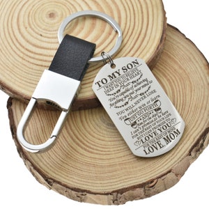 Son Keychain in Stainless Steel. Teen Boy Key Chain Gift. 16th Birthday Gift. 18th Birthday Gift. Gift from Mom to Son. Graduation Gift.
