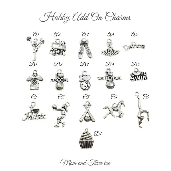 Hobby Add on Charms in Silver Toned Metal - Add on only