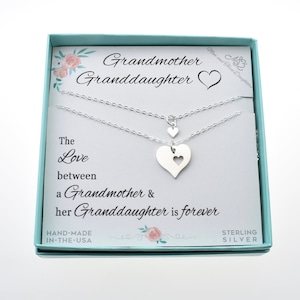 Grandmother Granddaughter necklace set in Sterling Silver.  Gift for grandmother.  Grandmother gift.  Gift from granddaughter.
