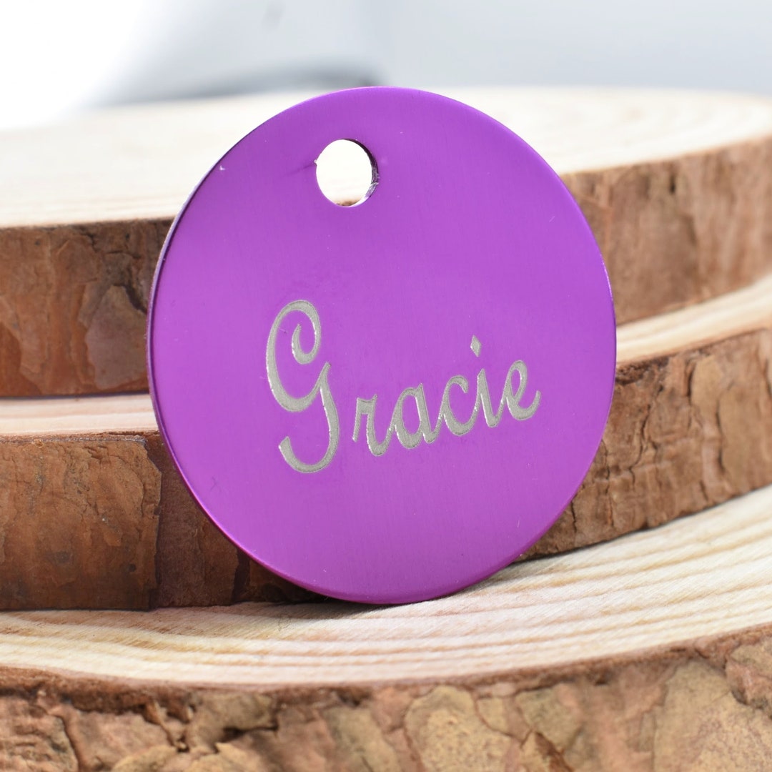 Custom Laser Engraved Disc Pet Tag. Cat Tag. Pet ID Tag. Etsy