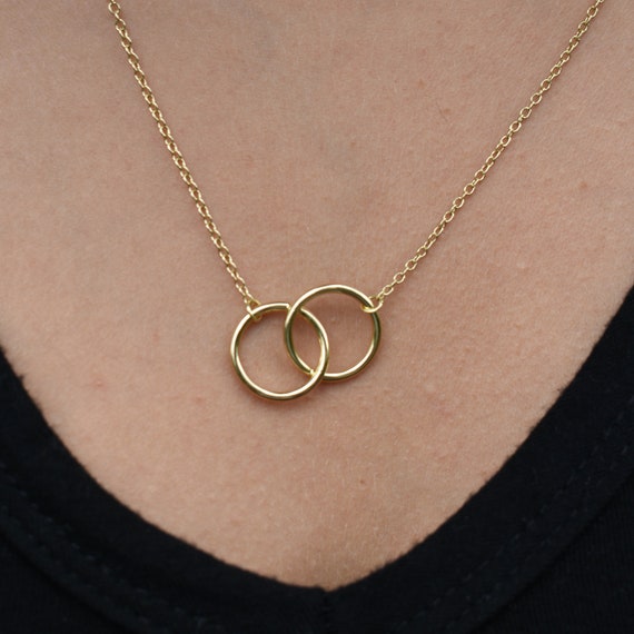 Minimalist Style Necklace Double Circle Design Paved Shining - Temu