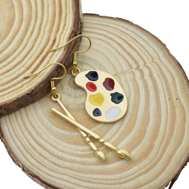 Artist Palette and Paint Brush Earrings. Earrings Etsy