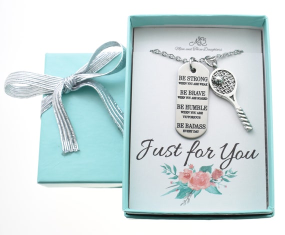 Tennis jewelry Tennis necklace Tennis Necklace in antique silver pewter on an 18 stainless steel chain with inspirational word tag Tennis Charm Tennis gifts