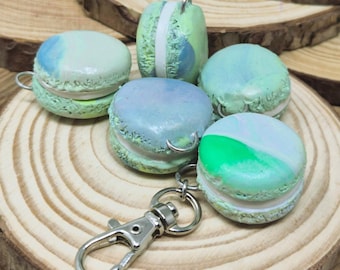 Handmade Polymer Clay Macarons Keychains. Tie Dye Color. Bag Charm. 25mm x 25mm