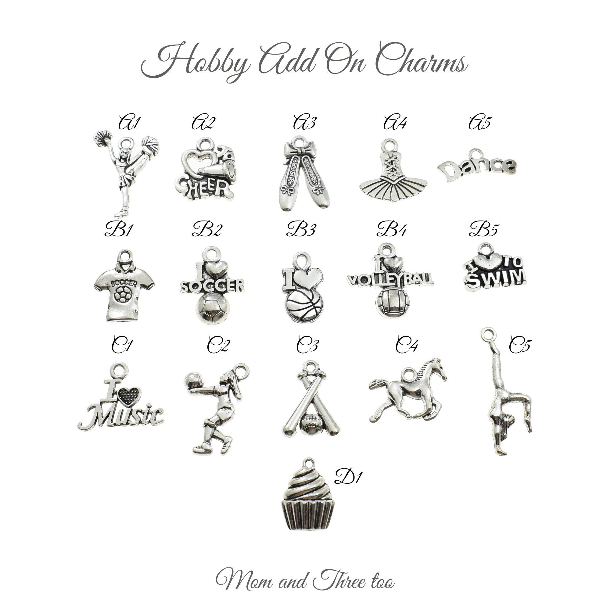 Hobby Add on Charms in Silver Toned Metal - Add on only