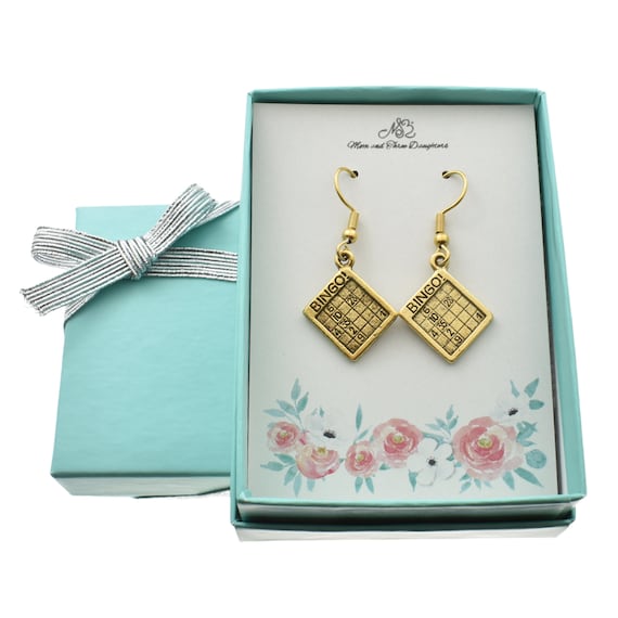 Bingo Earrings in 24K Gold Plated Pewter. Bingo Earrings. Etsy