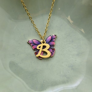 Butterfly Necklace in Gold Toned Mixed Metal and Enamel. Little Girls Jewelry. Butterfly Jewelry. Girls Necklace. Gift for Little Girl.