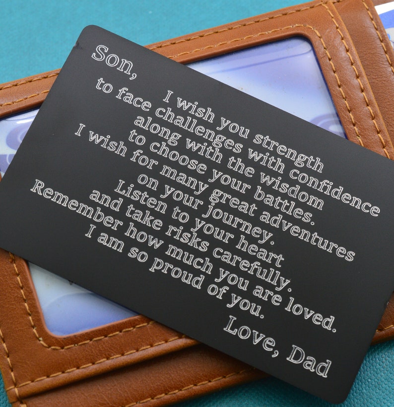 Custom Wallet Card for Son. Graduation Gift. Deployment Gift. Etsy