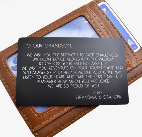Custom Wallet Card for Grandson. Graduation Gift. Deployment Etsy