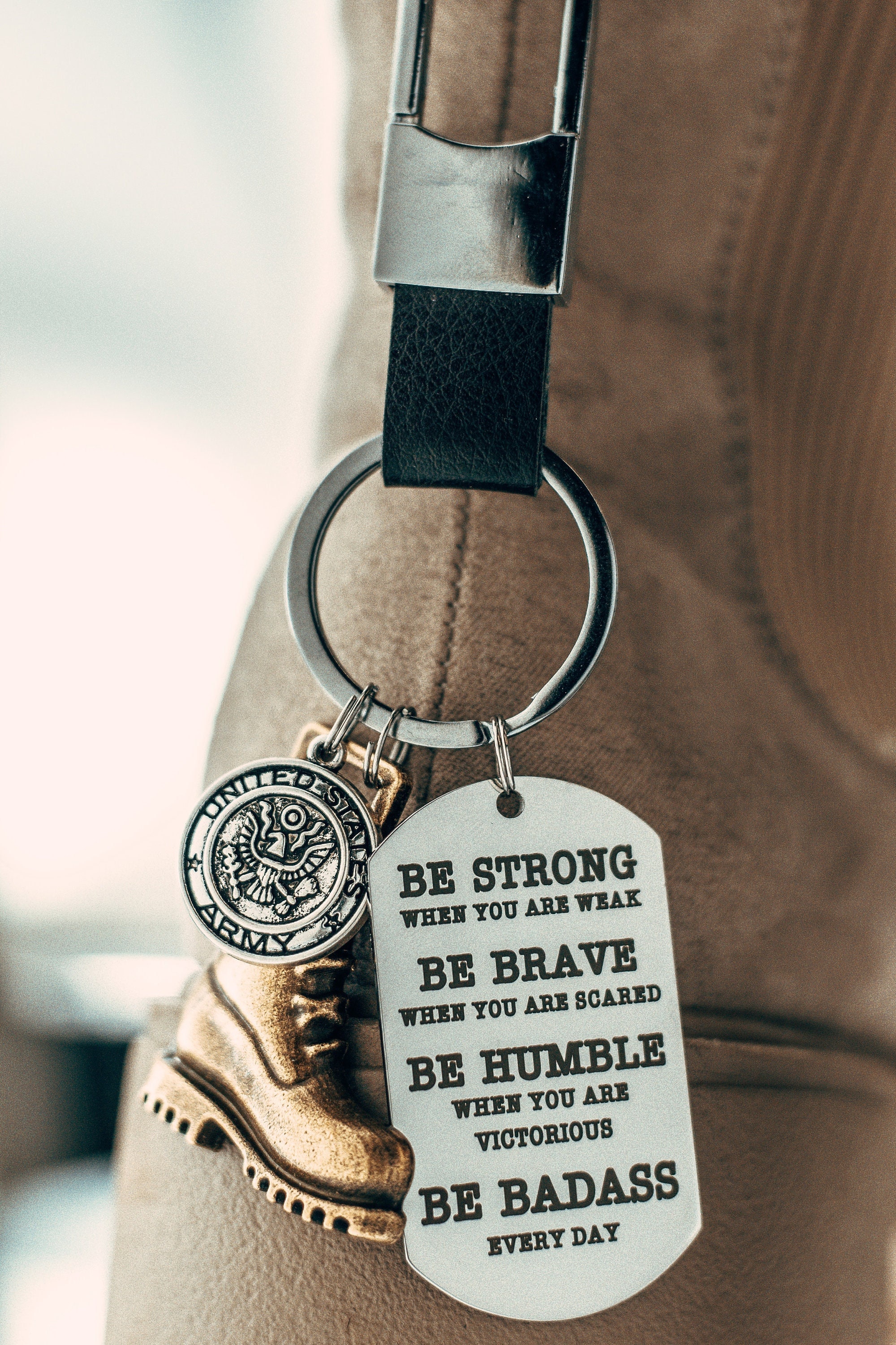 United States Army Keychain. Be Strong Be Brave Be Humble Be