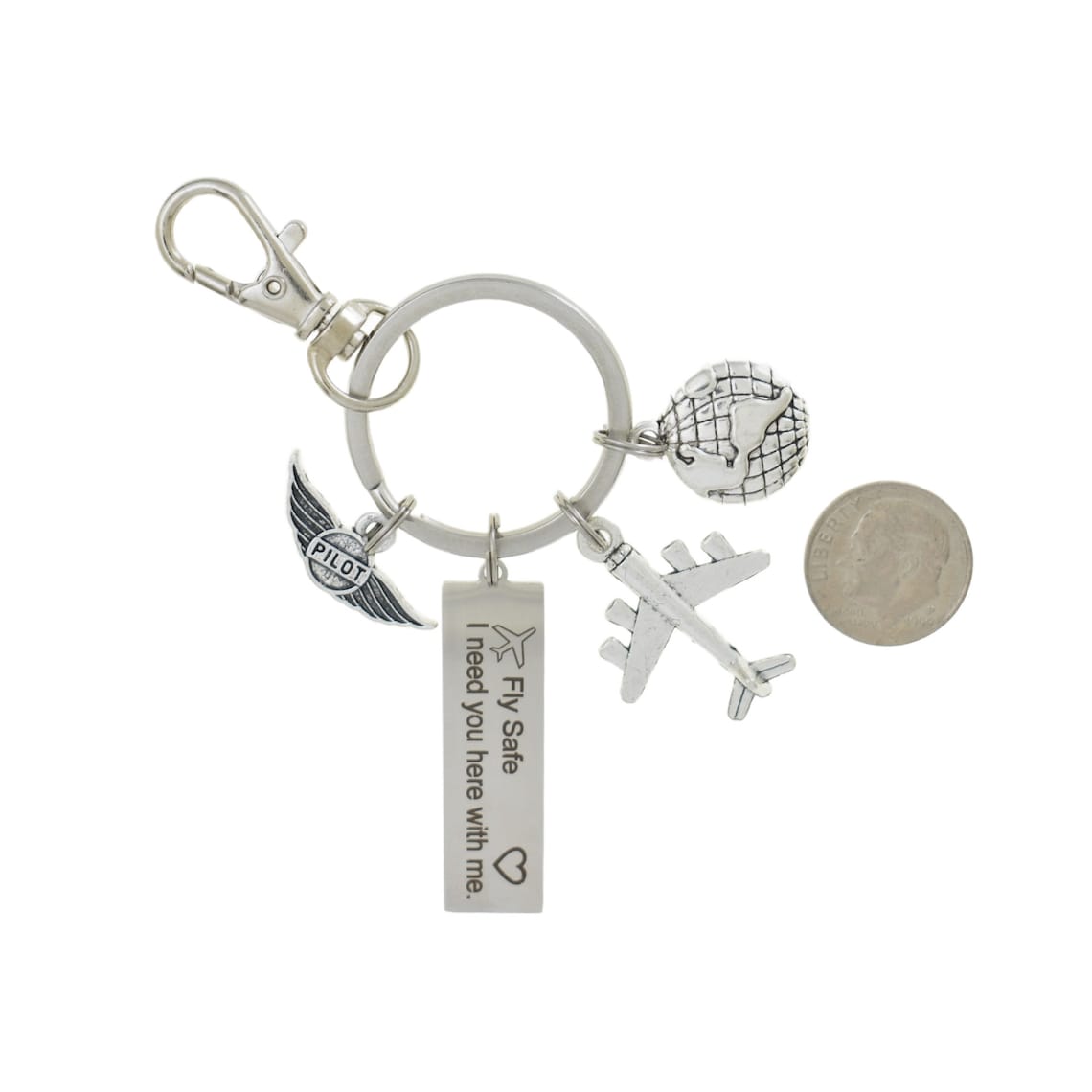 Fly Icon Keychain Pilot Keychain: Airplane Globe Charm, Fly Safe Gift - Etsy