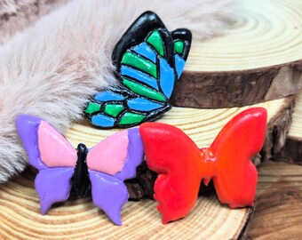 Magnet Set: Polymer Clay Butterflies. Handmade and Handpainted.