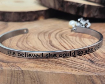 LPN Caduceus Stainless Steel Bracelet with 6mm Pearl: Inspirational Nurse Gift.