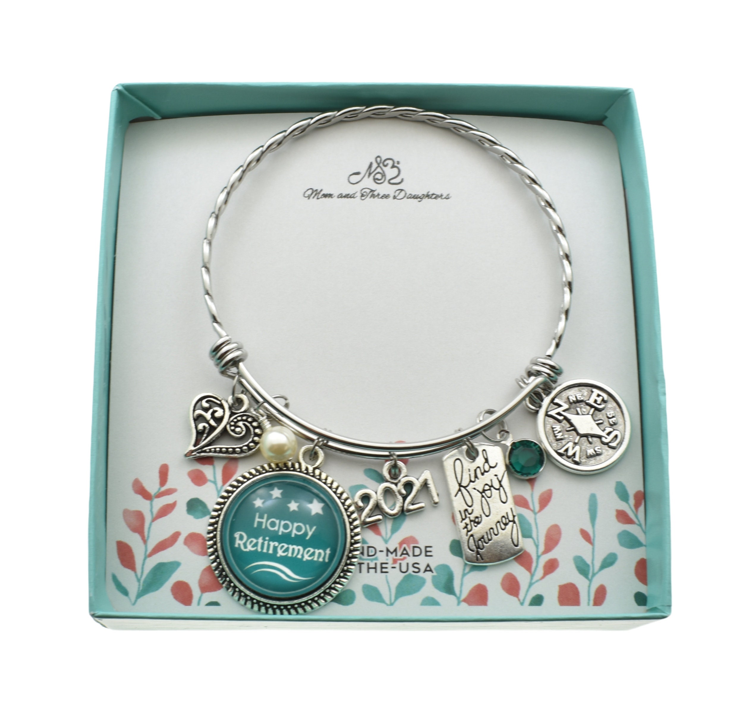 Retirement gift for women. Retirement bangle bracelet in stainless st…