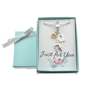 Personalized Gymnast Necklace: Initial & Birthstone Charm