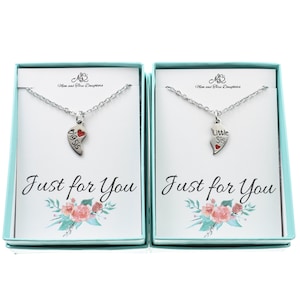 Big Sister, Little Sister necklace set in silver.  Two necklace set.  Matching sister necklaces. Sister gifts. New baby gifts.