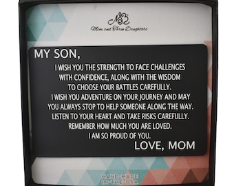 Wallet Card for Son. Graduation Gift. Deployment Gift.  Birthday Gift for Son. Gift to Son from Mom.