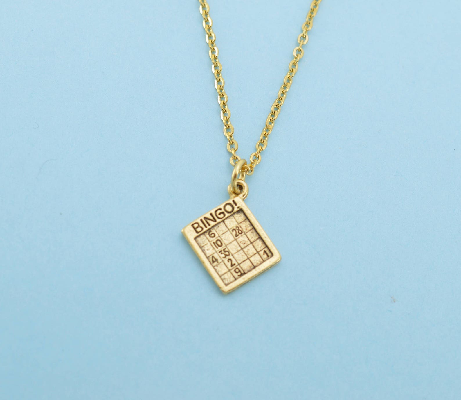 Woman's Bingo Necklace in Gold Plated Pewter on a 20 Etsy