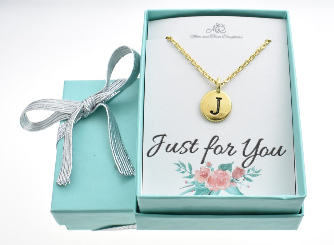 Antique Gold Plated Pewter Initial Charm Necklace. Initial Necklace