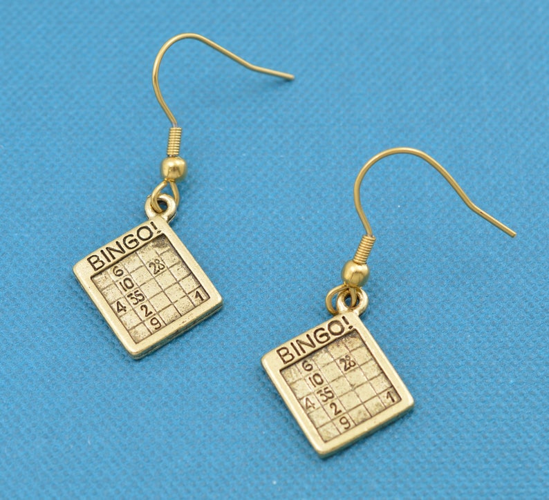 Bingo earrings in 24K gold plated pewter. Bingo earrings. Etsy