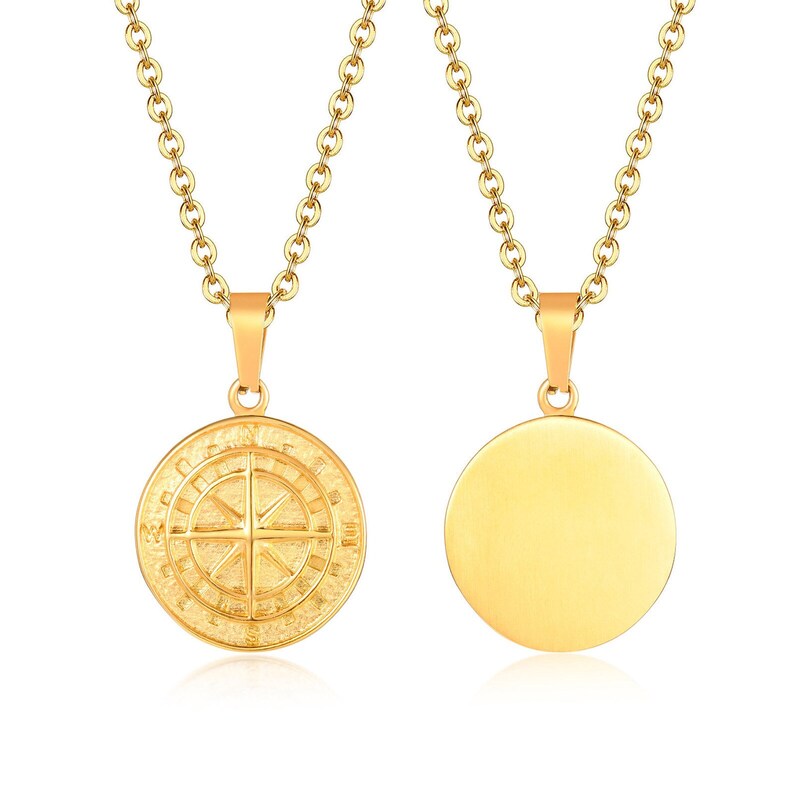 Men's Necklace Set in Stainless Steel. Compass Necklace. Etsy