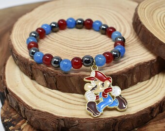 Jumpman Beaded Bracelet. Videoman. 6mm Glass Beads. Mr. Video. Limited Stock