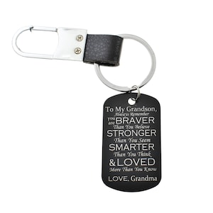 Grandson Keychain: Inspirational Dog Tag Gift from Grandma