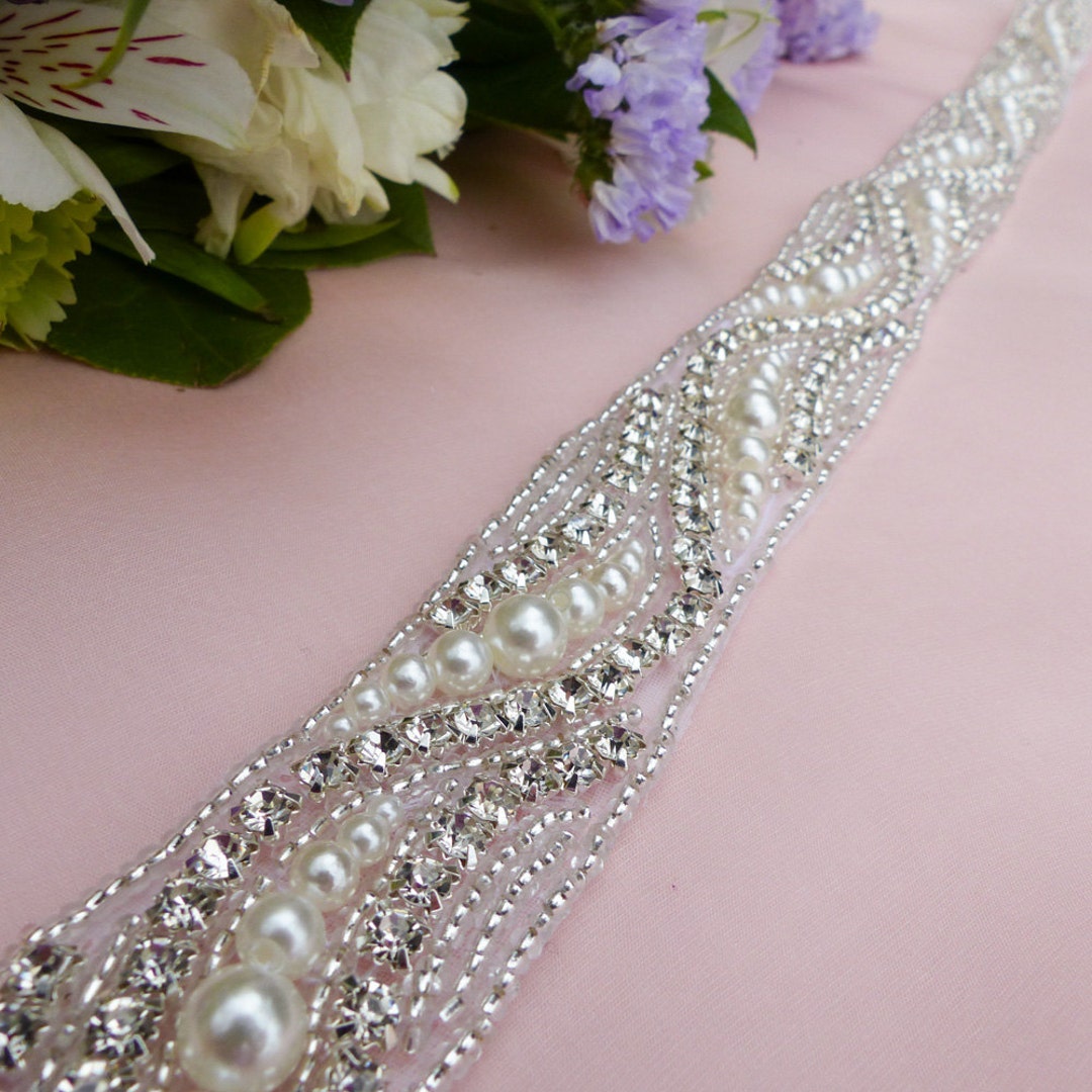Pearl Sash Belt Pearl and Rhinestone Belt Wedding Sash Belt Etsy