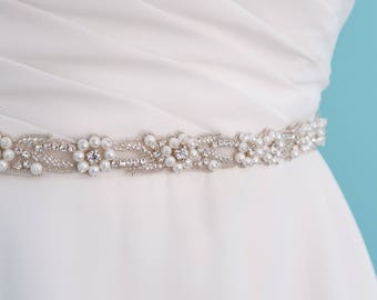 ceinture mariage perle, ceinture perle, ceinture strass, ceinture Swarovski, ceinture bijou, ceinture mince, robe, ceinture pour robe