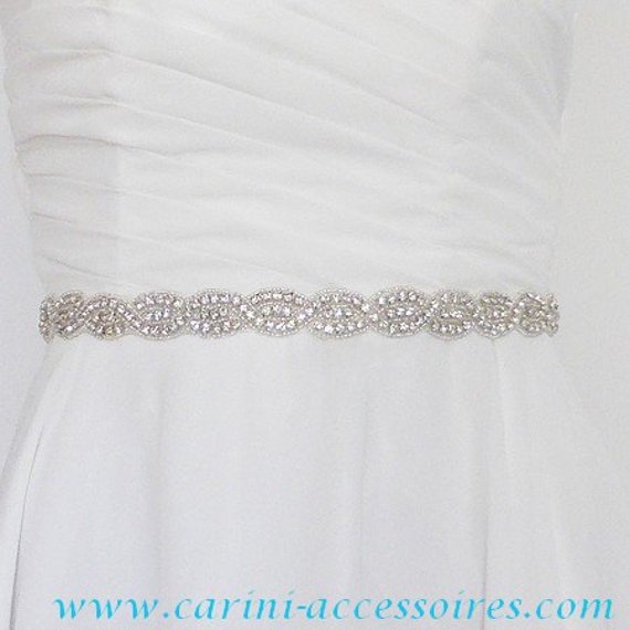 Skinny Bridal Sash Belt, Crystal Sash, Wedding Dress Belt  display picture 3