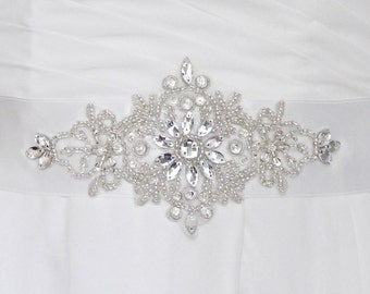 ceinture de mariage, ceinture bijou, ceinture pour robe de mariage en cristal et perle de rocaille