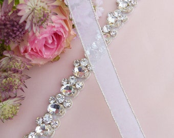 Jeweled wedding sash, wedding sash belt, Swarovski belt, statement belt, beaded belt, bridal sash belt, skinny belt,  wedding dress belt