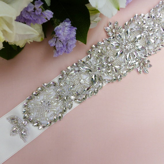 Bridal Sash Belt, Beaded Belt, Rhinestone Sash Belt, Crystal  display picture 1