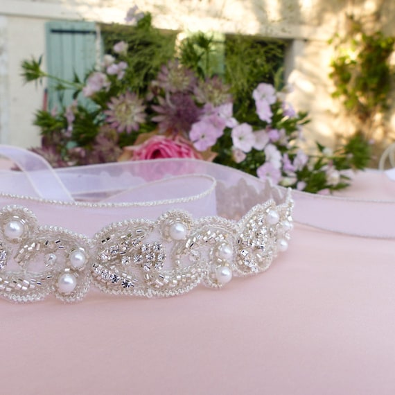 Swarovski Crystal and pearl wedding belt Swarovski Opal and Pearl Bridal Belt Sash – Wedding Belt for  main image 3