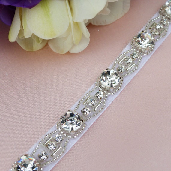 Jeweled Sash Belt, Wedding Sash Belt, Swarovski Belt  display picture 2