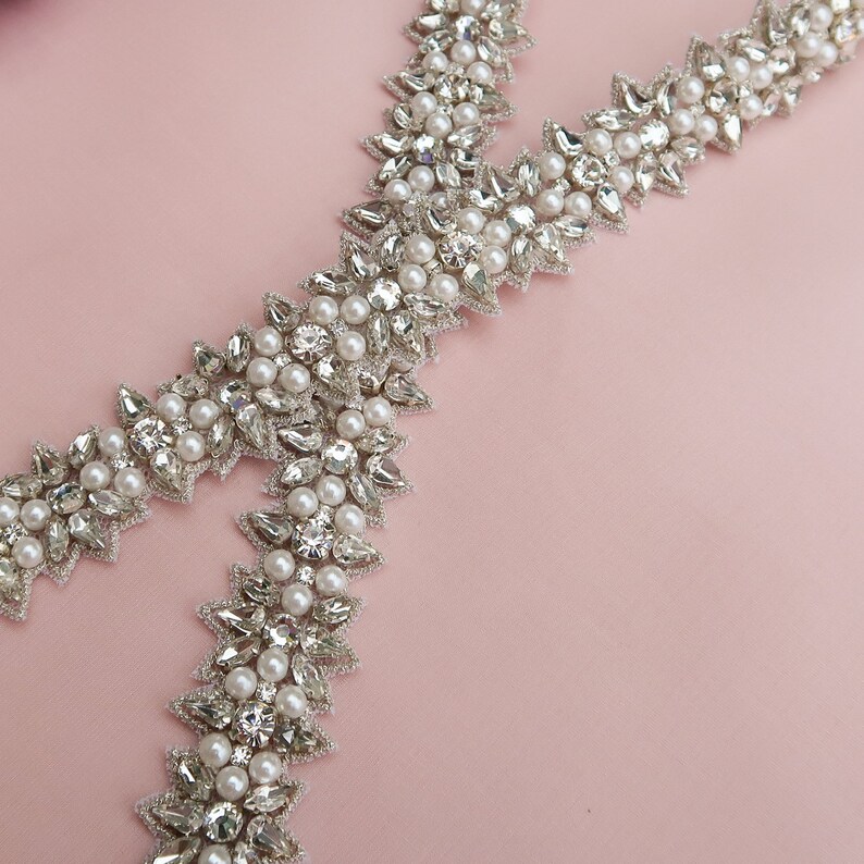 Wedding Sash Pearl Sash Belt Skinny Pearl Belt Swarovski Etsy