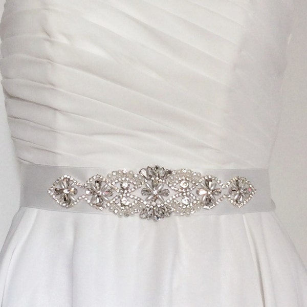 ceinture de mariage strass et perle sur ruban satin