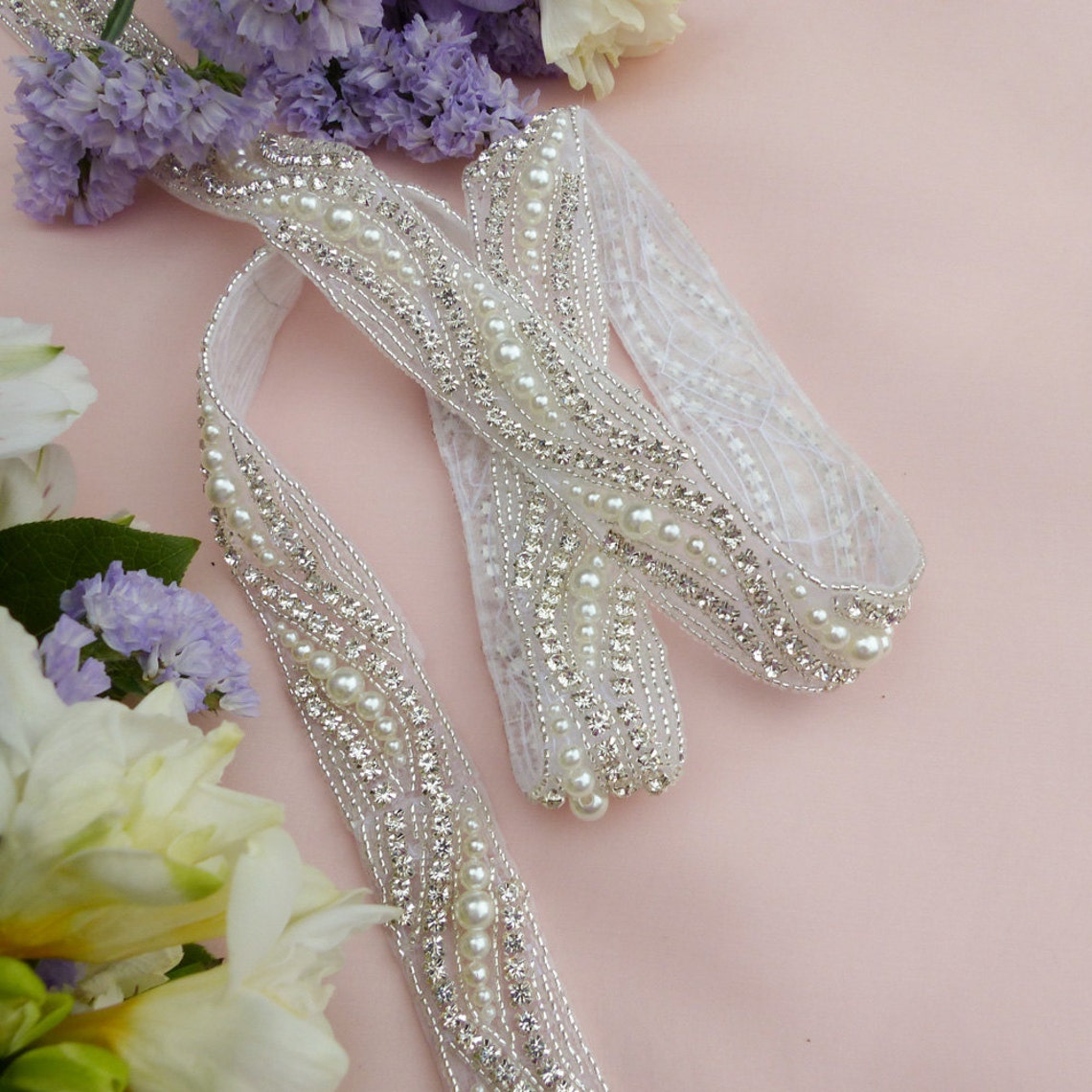 Pearl Sash Belt Pearl and Rhinestone Belt Wedding Sash Belt Etsy