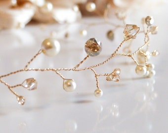 Vigne or filled 14k, vigne or pour mariage, vigne de cheveux, vigne minimaliste, tiare mariage, diadème or mariage