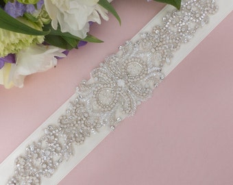 Beaded bridal sash, Swarovski bridal sash belt, bridal belt, wedding sash belt, crystal bridal sash belt