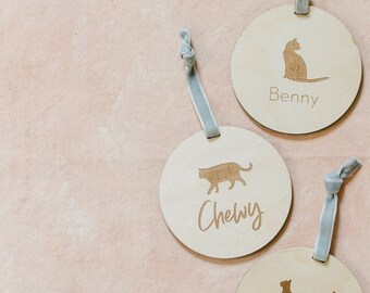 Cat Silhouette Ornament | Pet Stocking Tags, Pet Ornament, Calligraphy Stocking Tags, Personalized Tags, Custom Tags