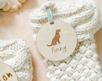 Dog Silhouette Ornament | Pet Stocking Tags | Pet Ornament | Calligraphy Stocking Tags | Personalized Tags | Custom Tags