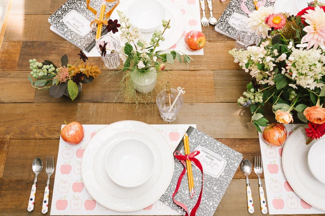 School Party Apple Placemats 11x17 DIGITAL DOWNLOAD Etsy