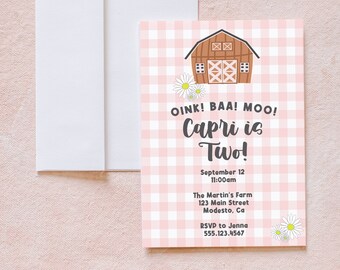 INSTANT DOWNLOAD: Oink Baa Moo Farm Party Invitation