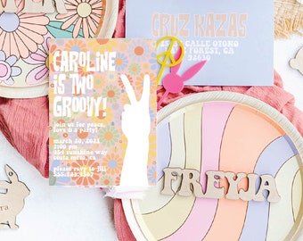 INSTANT DOWNLOAD: Two Groovy Birthday Party Invitation