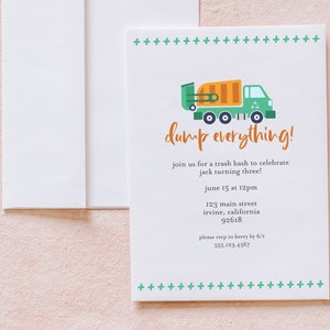 INSTANT DOWNLOAD: Trash Truck Party Invitation
