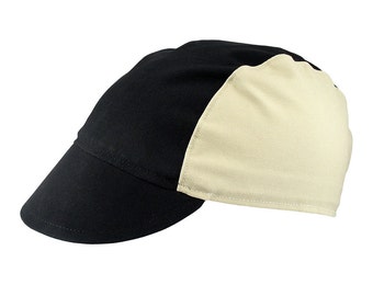 Black/beige cotton cycling cap - handmade cap; bike cap; bicycle cap; cotton cap; cycling clothes; bike wear