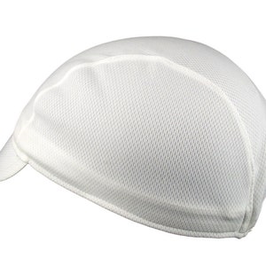 White moisture wicking cycling cap handmade cap moisture wicking cap bicycle cap polyester cap bike wear cycling clothes image 3