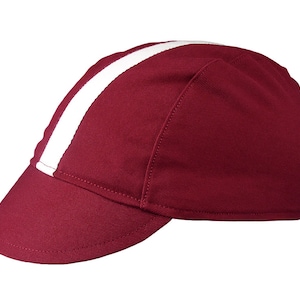 Red/white-stripe cotton cycling cap - handmade cap; bike cap; bicycle cap; cotton cap; cycling clothes; bike wear